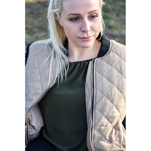 TWO TONE QUILTED BOMBER JACKET in burgundy - Picture 5 of 5